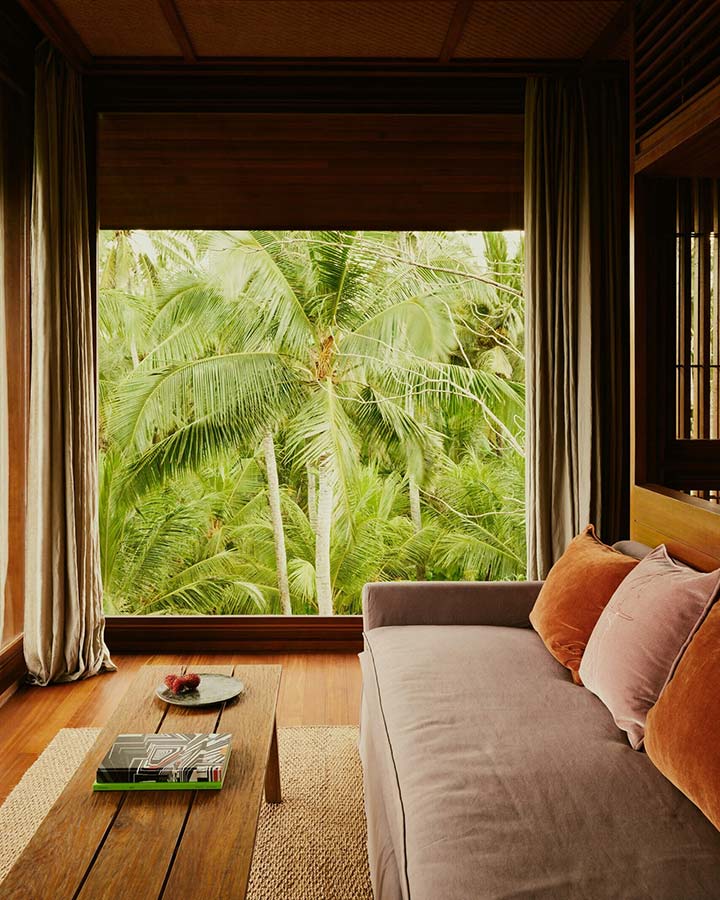 Des chambres chaleureuses ouvertes sur la jungle, Lost Lindenberg Bali, Indonésie © Robert Rieger / Lindenberg Hotels<br />
